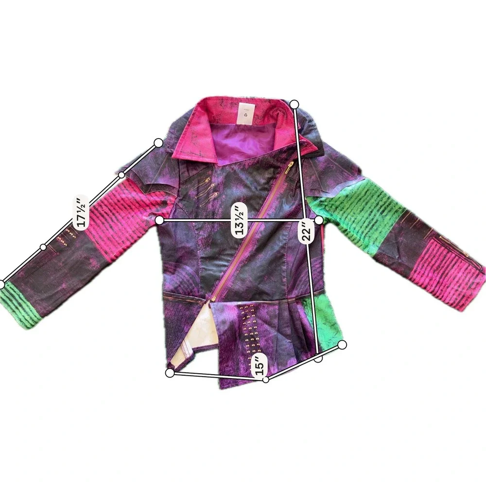 Disney Store Descendants Mal Jacket Girls 7/8 Purple Excellent Dragon Heart Moto
